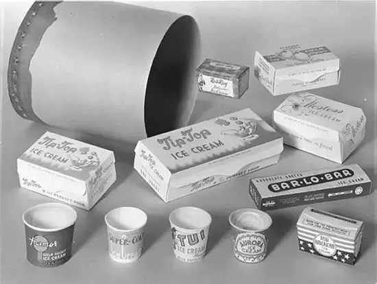 Ice cream packaging, ca. 1960